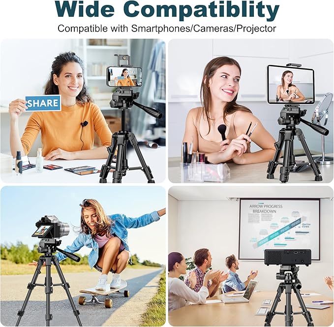 JOILCAN Mini Tripod for Camera, 25" Tabletop Camera Tripod, Portable Travel Tripod w/Phone & Tablet Holder, Lightweight Aluminum Tripods for DSLR Phone Spotting Scope