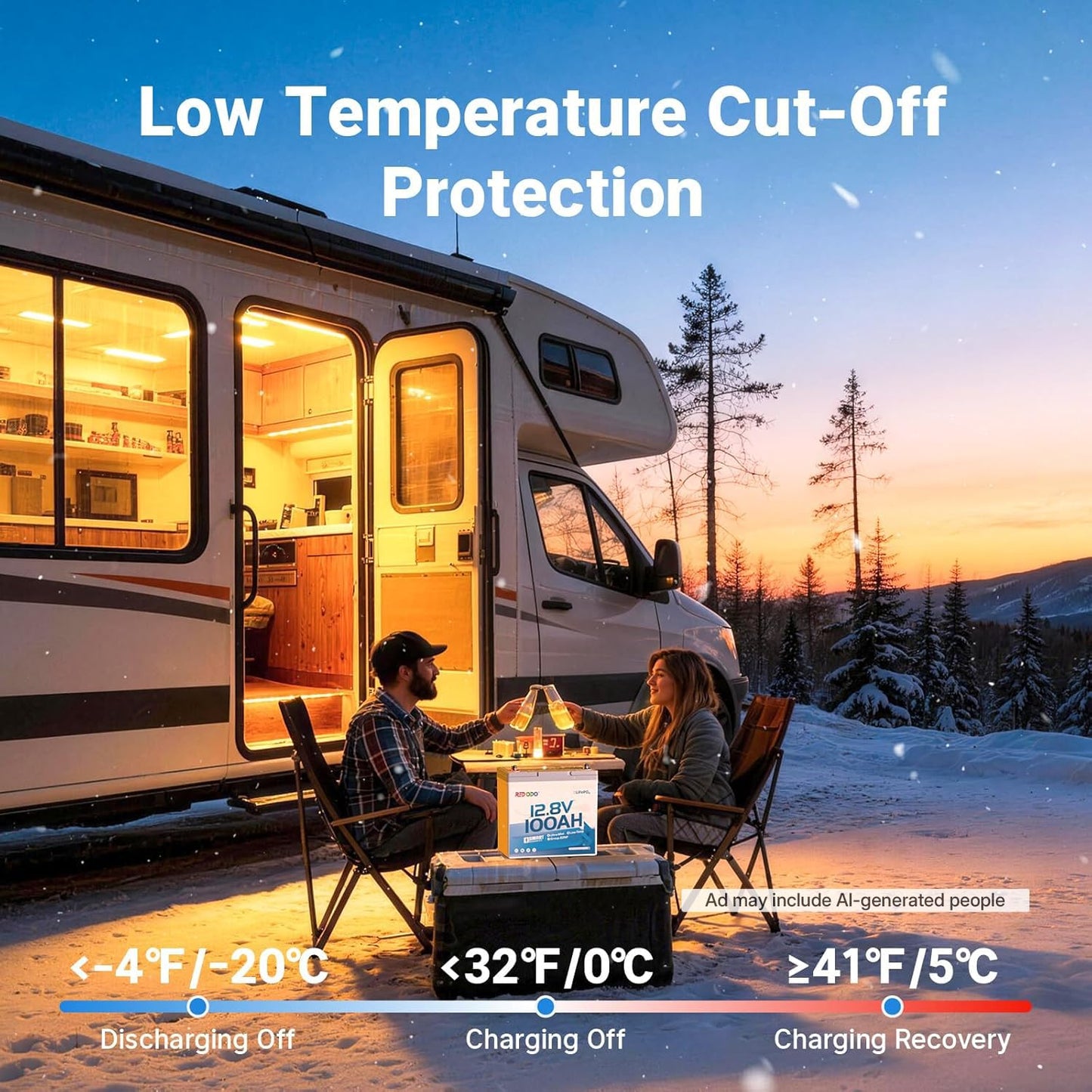 Redodo 12V 100Ah Ultra-Mini RV LiFePO4 Battery, Bluetooth Lithium Battery with Low Temp Protection, Group 22NF Size & 4000+ Deep Cycles, 100A BMS for RV Camping Trolling Motor Off Grid Use 3 Pack