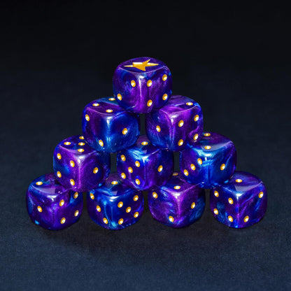 Cthulhu D6 Dice Set – 10 x 16mm Resin Dice with Elder Sign on Six | Classic Pips | Lovecraft Horror Themed Dice for Wargames, TTRPG, Board Games, DND, Call of Cthulhu