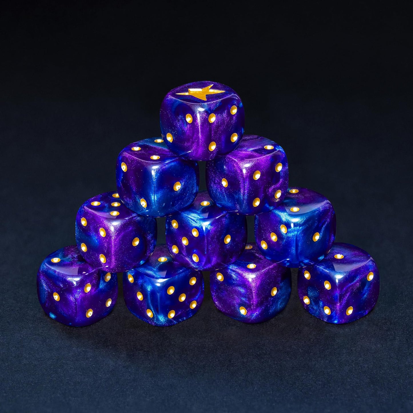 Cthulhu D6 Dice Set – 10 x 16mm Resin Dice with Elder Sign on Six | Classic Pips | Lovecraft Horror Themed Dice for Wargames, TTRPG, Board Games, DND, Call of Cthulhu