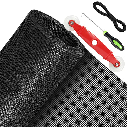 QWR Pet Proof Window Screen Replacement Kit, 48"x 360" Durable High Hardness Screen Mesh for Sliding Screen Door,Patio and Windows.(Rolled Package Without Tool Kit)