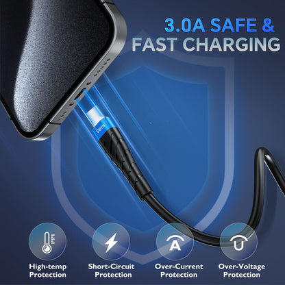 OIITH USB C Cable, USB A to USB C 3A Fast Charging (10FT 3Pack) Phone USB Type-C Charge Cable Android Charge Cord USB C Charger Cable for iPhone 15 Plus/Pro/Pro Max/Samsung/Pad/Laptop/LG/-Blue
