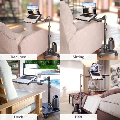 LEVO G2 Deluxe Rolling Laptop Stand with Mouse Tray, Charcoal & Black