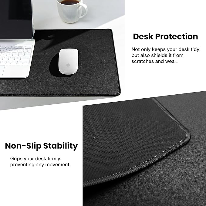 ALOANES Waterproof Mouse Pad with Durable Stitched Edge, Large Gaming Keyboard Pad, Non-Slip Rubber Base Mouse Mat, Extended Desk pad for Gamer, Office & Home, Black Mousepad 31.5''x 15.7''x 0.12''