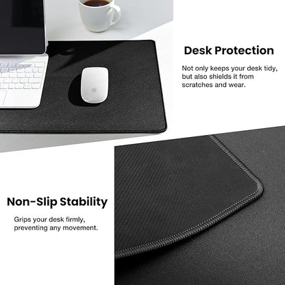 ALOANES Black Waterproof Desk Mat, Large Mouse Pad with Extended Mouse Mat, with Anti Slip Base, Stitched Edge, Grain Jacquard Surface, Perfect for Gamer, Office & Home, XXL 11.81''x31.50''x0.12''