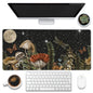 Eflxamz Large Gaming Mouse Pad for Desk,Cute Forest Mushroom Desk Mat,Starry Night Mushroom Desk Pad,Extended Big Computer Keyboard Mouse Pad with Non-Slip Base and Stitched Edge,35.4"x15.7"