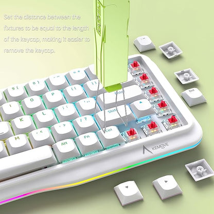 KEMOVE P10 2-in-1 Switch Puller Keycap Puller for Mechanical Keyboard, 304 Stainless Steel Key Switch Keycap Puller, Easily Remove and Replace Gaming Keyboard Switches and keycaps - Green