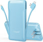TG90° 10000mAh Power Bank with Built-in AC Wall Plug and Cables, Ultra Slim Phone External Battery Pack Portable Charger Compatible with iPhone and Android Devices