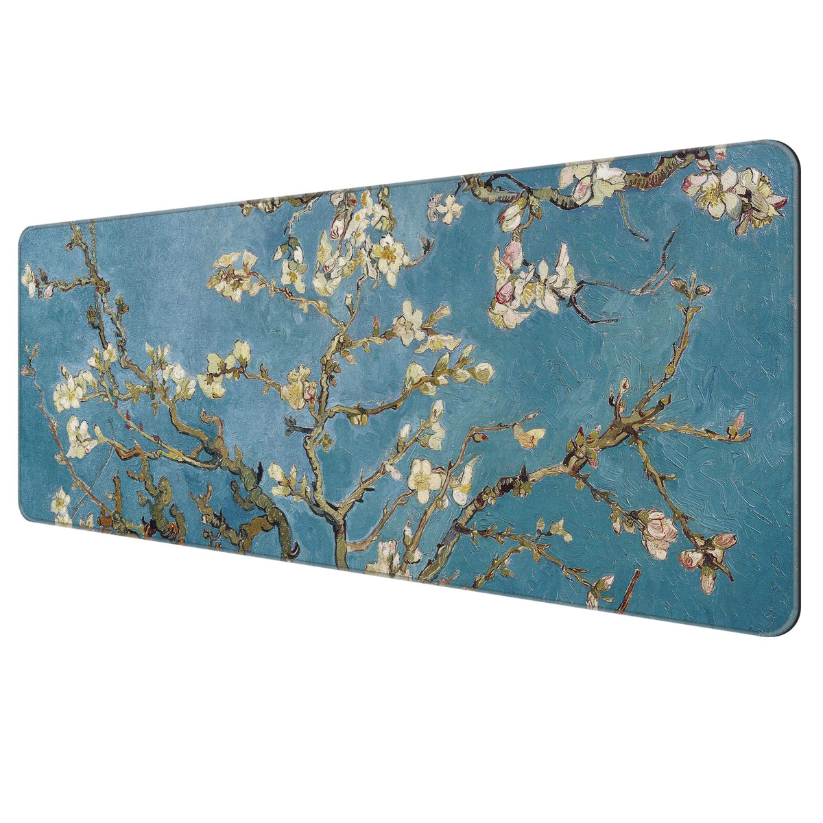Dynippy Large Thin Mouse Pad with Stitched Edges, Black White Marble