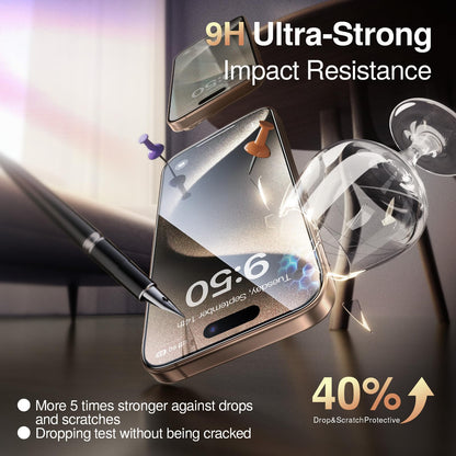 SMARTDEVIL 3 Pack Tempered Glass for iPhone 15 Screen Protector, Military-Grade Shatterproof Protection, 9H Hardness, Fast & Easy Installation, Case Friendly Design