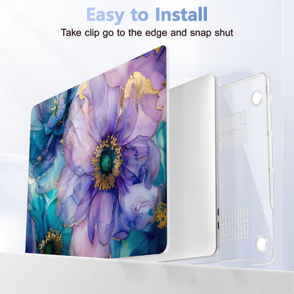 Lepeoac Case for MacBook Pro 13 inch Case M2 2022-2016 A2338 M1 A2251 A2289 A2159 A1989 A1708 A1706, Plastic Hard Shell + Keyboard Cover + Dust Plug, Fluid Art Flowers