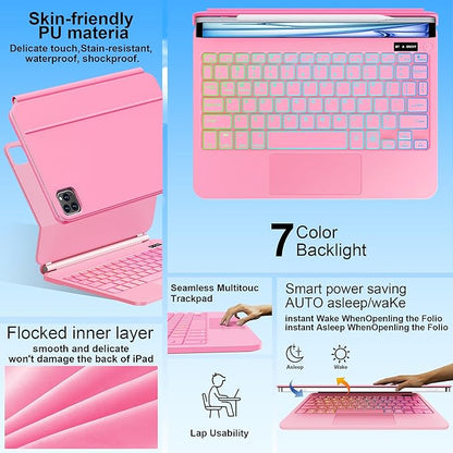 Keyboard Case for iPad Air 13 inch (M3 2025/M2, 2024),iPad Pro 12.9 inch (3/4/5/6th Gen)，Magic-Style Magnetic – Floating Cantilever Stand – Backlit Keyboard Case with Multi-Touch Trackpad