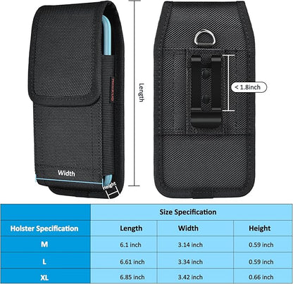 Phone Holster for Belt with Metal Clip and Magnetic Closure Compatible with Galaxy S25/S24/S23/S22/S21/S20 Ultra A16 A26 A35 A36 A55 A56 for Everyday Protection, XL-Black