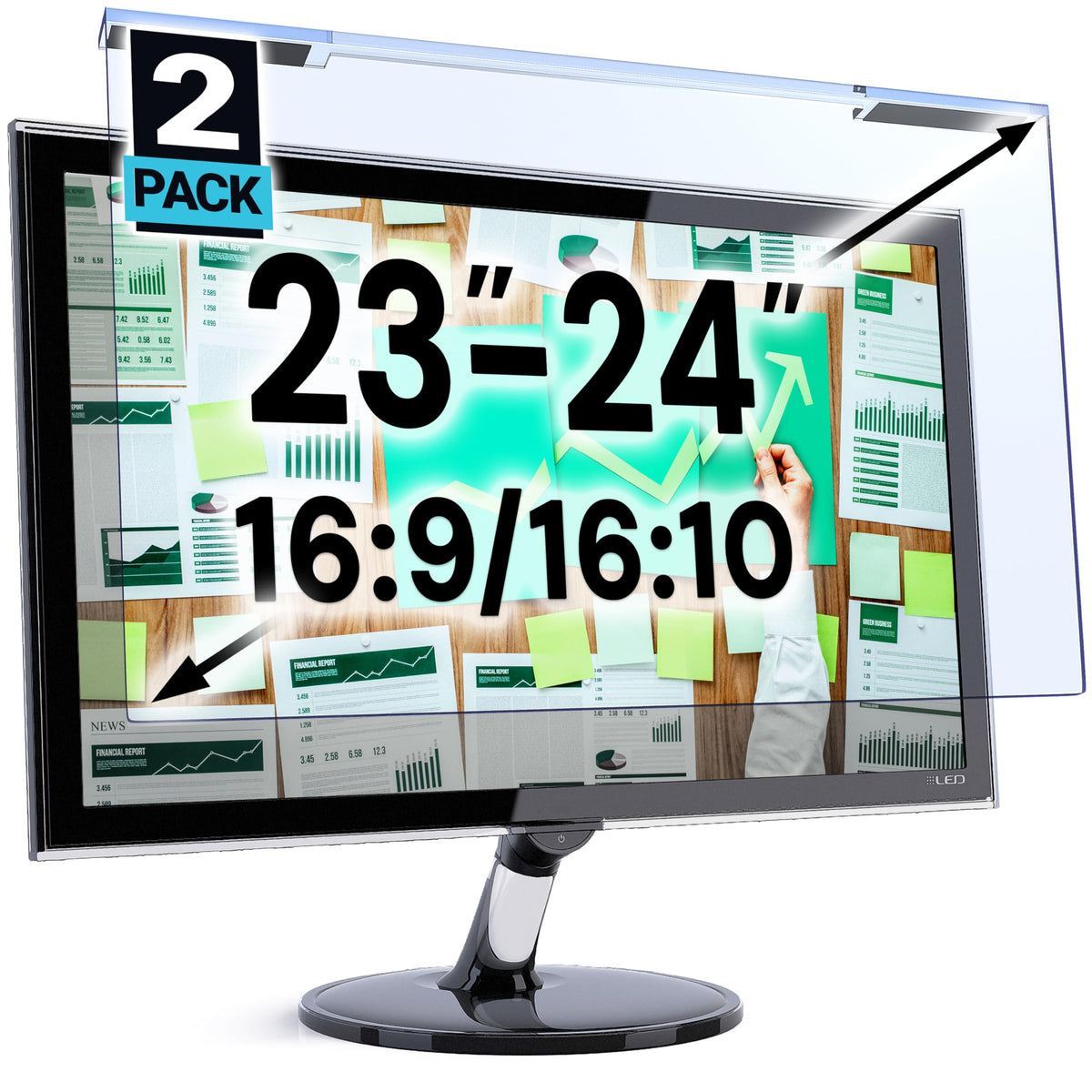 VINTEZ Blue Light Screen Protector for 14 Inch Computer Monitor and Laptop – Anti-UV Blue Light Blocking Film for Desktop PC, Eye Protection Filter, 12.6" x 8.1", 2 Pack