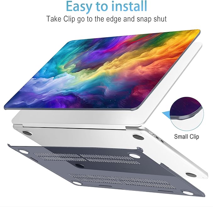 Mektron for 2025 M4 MacBook Air 13.6 Inch A3240 Case Fits 2023 A2681 M2 2024 A3113 M3 Chip with Liquid Retina Display Touch ID, Printed Plastic Hard Shell Cover for MacBook Air 13.6", Rainbow Cosmic