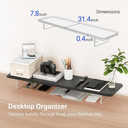 Monitor Stand Riser,31.5-Inch LED Light Wood Computer Monitor Stand with Adjustable Acrylic Legs,Desk Accessories Desktop Organizer Stand for, Computer,Laptop,Printer,PC TV Screen Riser,Black