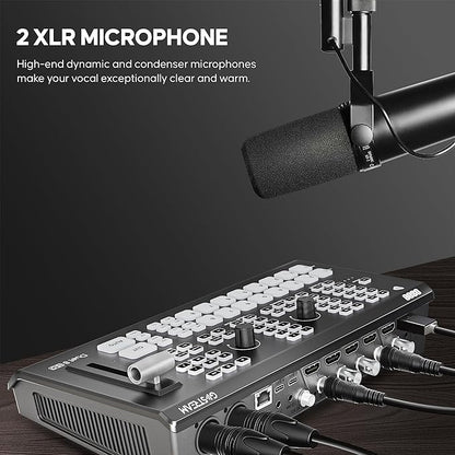 Osee GoStream Duet 8 ISO, 8 Channels Video Switcher with 4 4K-HDMI, 4 SDI, and 4 NDI HX/ 4 SRT/ 4 RTMP/ 2 Webcam. 2 XLR Audio, 8 Layouts, Isolated Recording, Podcast Unit for YouTube, Facebook
