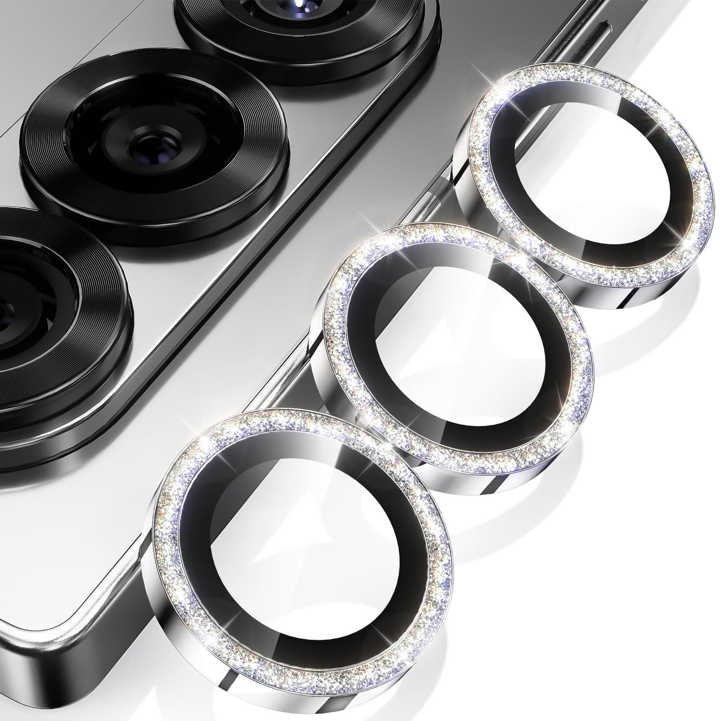 YWXTW for Samsung Galaxy Z Fold 7 Camera Lens Protector,[12X Stronger Adhesion] Individual Anti Scratch Metal Ring Tempered Glass Camera Screen Protector for Z Fold 7 Accessories 2025 (Glitter Silver)
