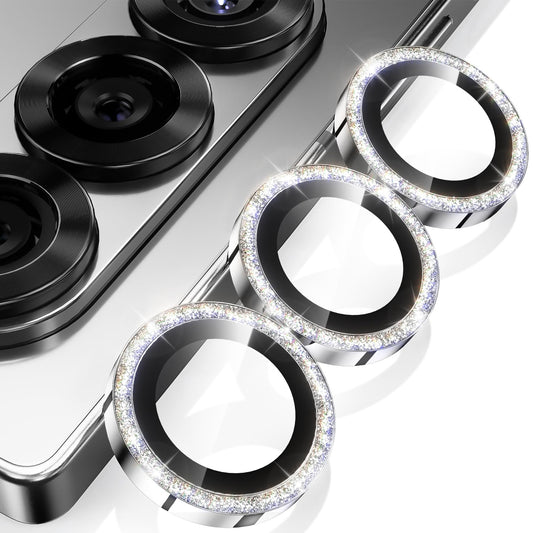 YWXTW for Samsung Galaxy Z Fold 7 Camera Lens Protector,[12X Stronger Adhesion] Individual Anti Scratch Metal Ring Tempered Glass Camera Screen Protector for Z Fold 7 Accessories 2025 (Glitter Silver)