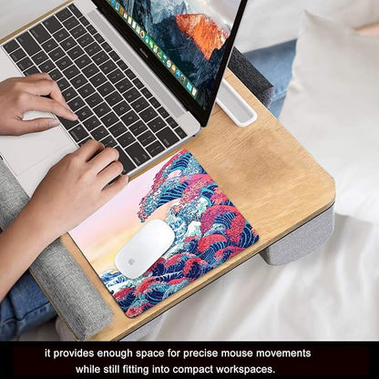 Japanese Ukiyo-e Ocean Waves Mouse Pad Personalized Design, Non-Slip Surface, Rubber Base, Small Office Desk Pad for Computers and Laptops