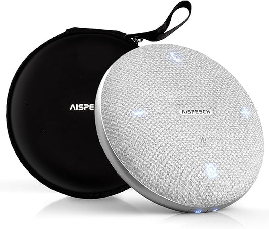 Bluetooth Conference Speakerphone M4 Conference Microphone with AI Noise Reduction AI Transcription Full-Duplex 360° Omnidirectional Voice Pickup USB Speaker for Teams Zoom Home Office, Gray