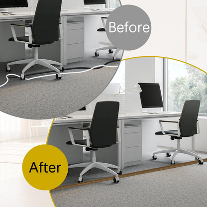 JAHOMFAI Floor Cord Cover 10FT Cord Covers for Wires on Floor Protect Wires & Prevent Trip Hazards, Easy to Cut for Home, Office, School, Concerts, Cavity W0.6in x H0.32in