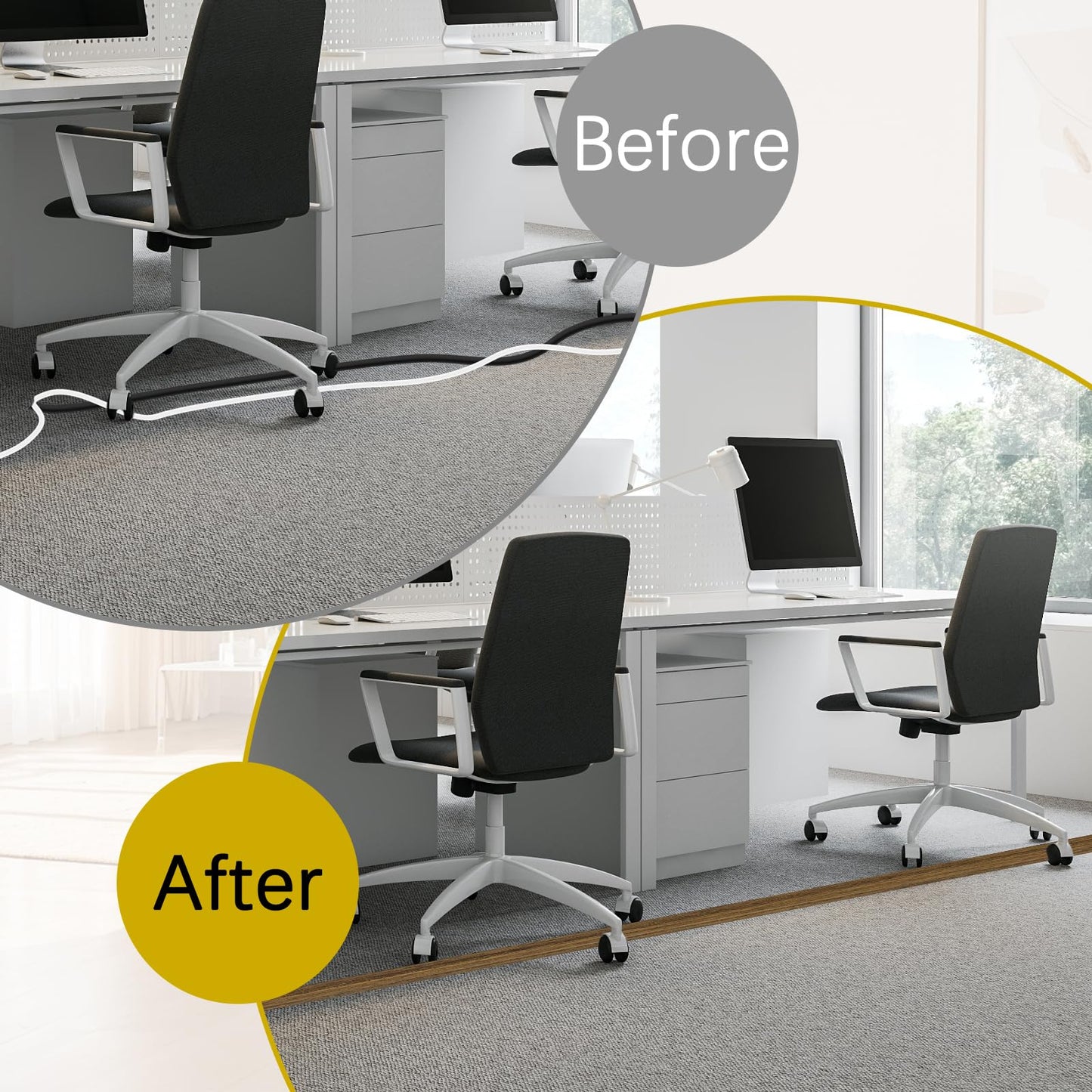 JAHOMFAI Floor Cord Cover 10FT Cord Covers for Wires on Floor Protect Wires & Prevent Trip Hazards, Easy to Cut for Home, Office, School, Concerts, Cavity W0.6in x H0.32in