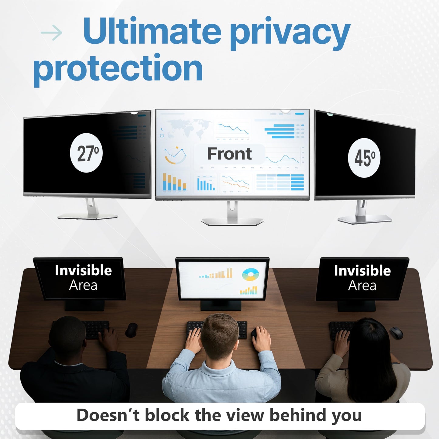 VINTEZ [2 Pack] 23.8 Inch 16:9 Privacy Screen for Computer Monitor and Laptop - Anti Glare Protector Film Blue Light Filter Eye Protection - Computer Screen Privacy Shield