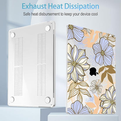 Mektron for 2025 M4 MacBook Air 13.6 Inch A3240 Case Fits 2023 A2681 M2 2024 A3113 M3 Chip with Liquid Retina Display Touch ID, Printed Plastic Hard Shell Cover for MacBook Air 13.6", Abstract Floral