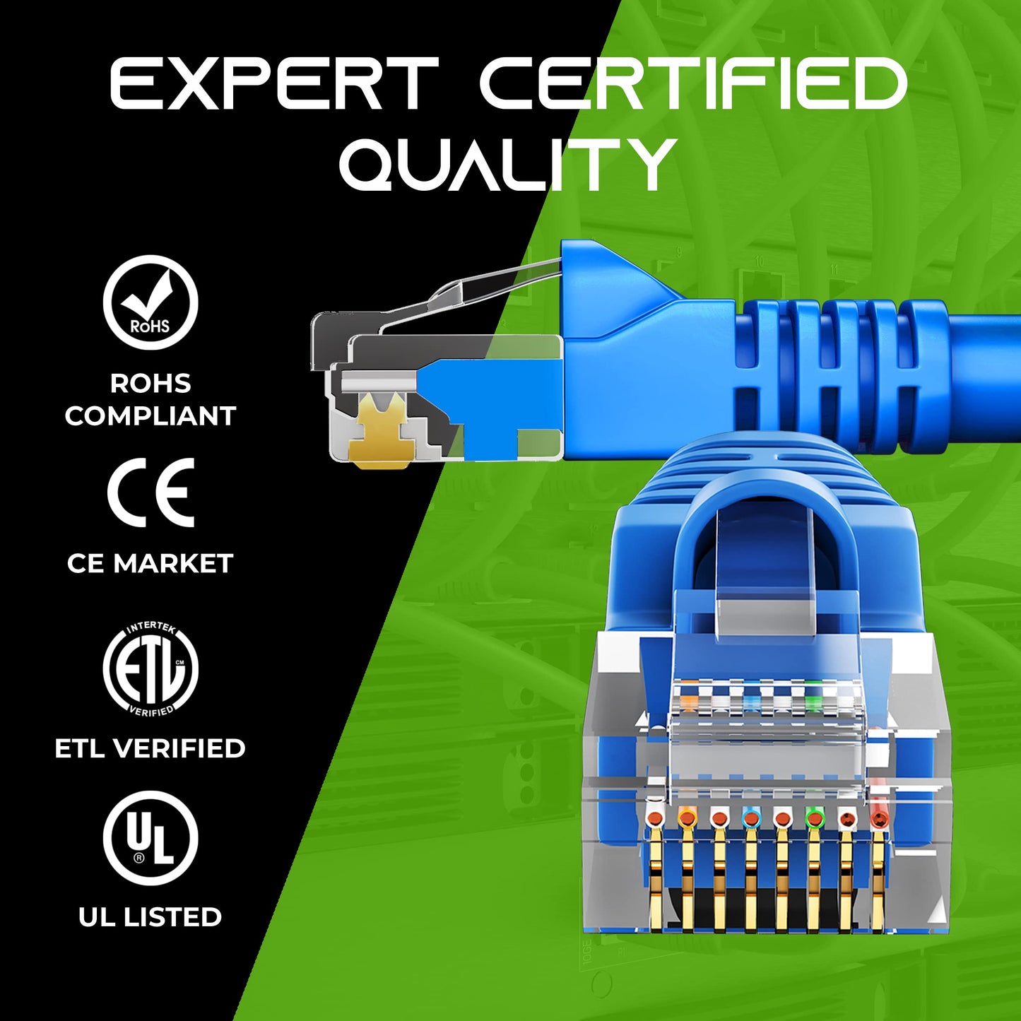 GearIT 24-Pack, Cat5e Ethernet Patch Cable 5 Feet - Snagless RJ45 Computer LAN Network Cord, Blue - Compatible with 24 48 Port Switch POE Rackmount 24port Gigabit
