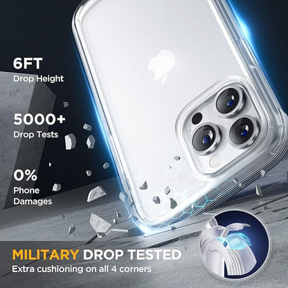 Miracase Glass Series Designed for iPhone 14 Pro Max Case 6.7 Inch, Upgrade Full-Body Bumper Case with Built-in 9H Tempered Glass Screen Protector, with Camera Lens Protector, Matte Clear