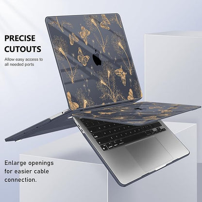 Case for MacBook Pro 13 inch with/Without Touch Bar (2016-2022, M2 A2338 M1 A2289 A2251 A2159 A1989 A1706 A1708), Hard Shell + Keyboard Cover + Dust Plug, Butterflies