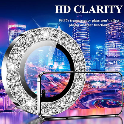 YWXTW Designed for iPhone 14 Pro/iPhone 14 Pro Max Camera Lens Protector Bling, [New Glitter Design] Individual Metal Tempered Glass Camera Cover Accessories Case Friendly, 1 Set (Silver Glitter)