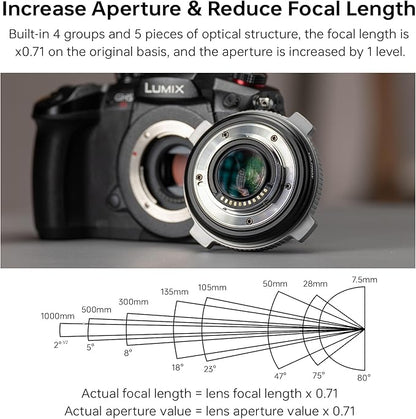 VILTROX EF-M2 Pro Lens Mount Adapter Auto Focus 0.71x Reducer Speed Booster with Security Lock Compatible with Canon EF Mount Lens to M4/3 Camera GH4 GH5 GH5S GF6 GX85 GX7 Olympus E-M5 E-M10 E-PL5