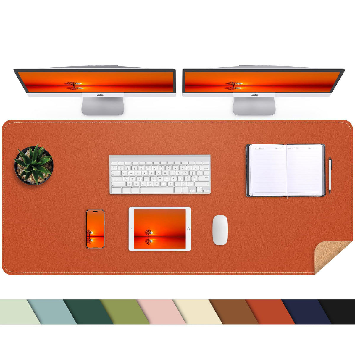 AFIING Leahter Desk Pad 47" x 17", Red,Desk Cover mat