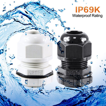 XHF 2 Pcs 1" IP68 Strain Relief Nylon Cord Grip Waterproof NPT Cable Glands Adjustable UL Listed and RoHS Compliant (Grey)