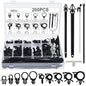 200pcs Car Wire Loom Routing Clips Push Mount Cable Tie Assortment 15 Sizes Car Harness Routing Clips Universal Wiring Harness Clip Replacement Parts for Automotive