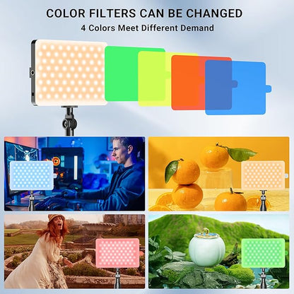 2-Pack LED Video Light with Stand, Home Studio Back Lights, Photo Lights with Color Filters for Close Photography Lighting YouTube Video Recording, Desk Game Steaming