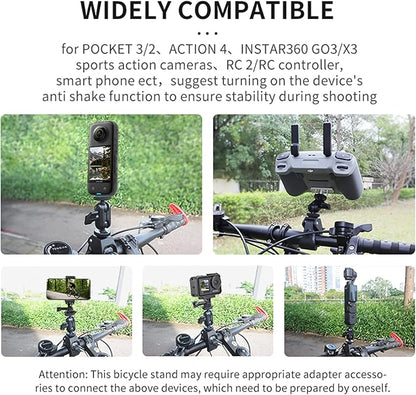 Action Camera Clamp Mount Bike Handlebar Mounts,Universal Compatible with DJI Pocket 3 /Action 5 Pro/Osomo 360, for Insta360 X5/X4 Series, Fit for Light/Other Sports Action Camera Clip Adapter Holder