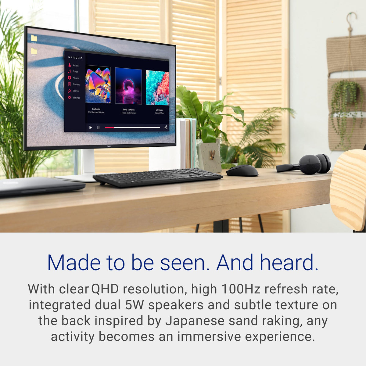 Dell S2725DS Monitor - 27 Inch, QHD (2560x1440) Display, 100Hz refresh rate, 1500:1 contrast ratio, TÜV Rheinland Eye comfort 4 Star,Integrated 2x5W speaker, Height/Tilt/Swivel/Pivot- Ash White color