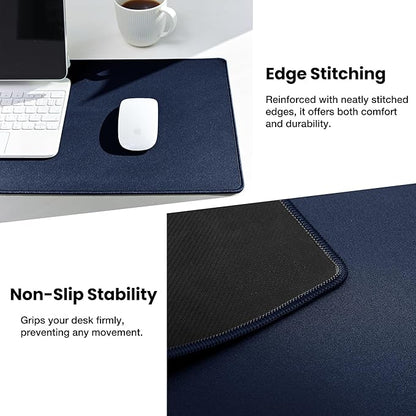 ALOANES Waterproof Mouse Pad with Durable Stitched Edge, XXXL gaming Keyboard Pad, Non-Slip Rubber Base Mouse Mat, Extended Desk pad for Gamer, Office & Home, Dark Blue Mousepad 35.4''x 15.7''x 0.12''
