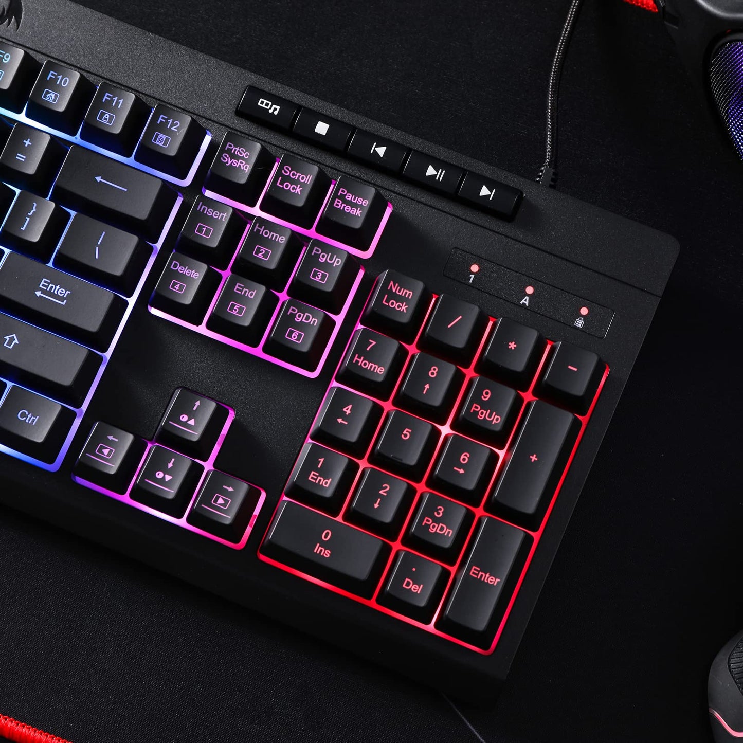 Redragon K512 RGB Membrane Gaming Keyboard, 6 Macro Keys & Easy Media Wheel