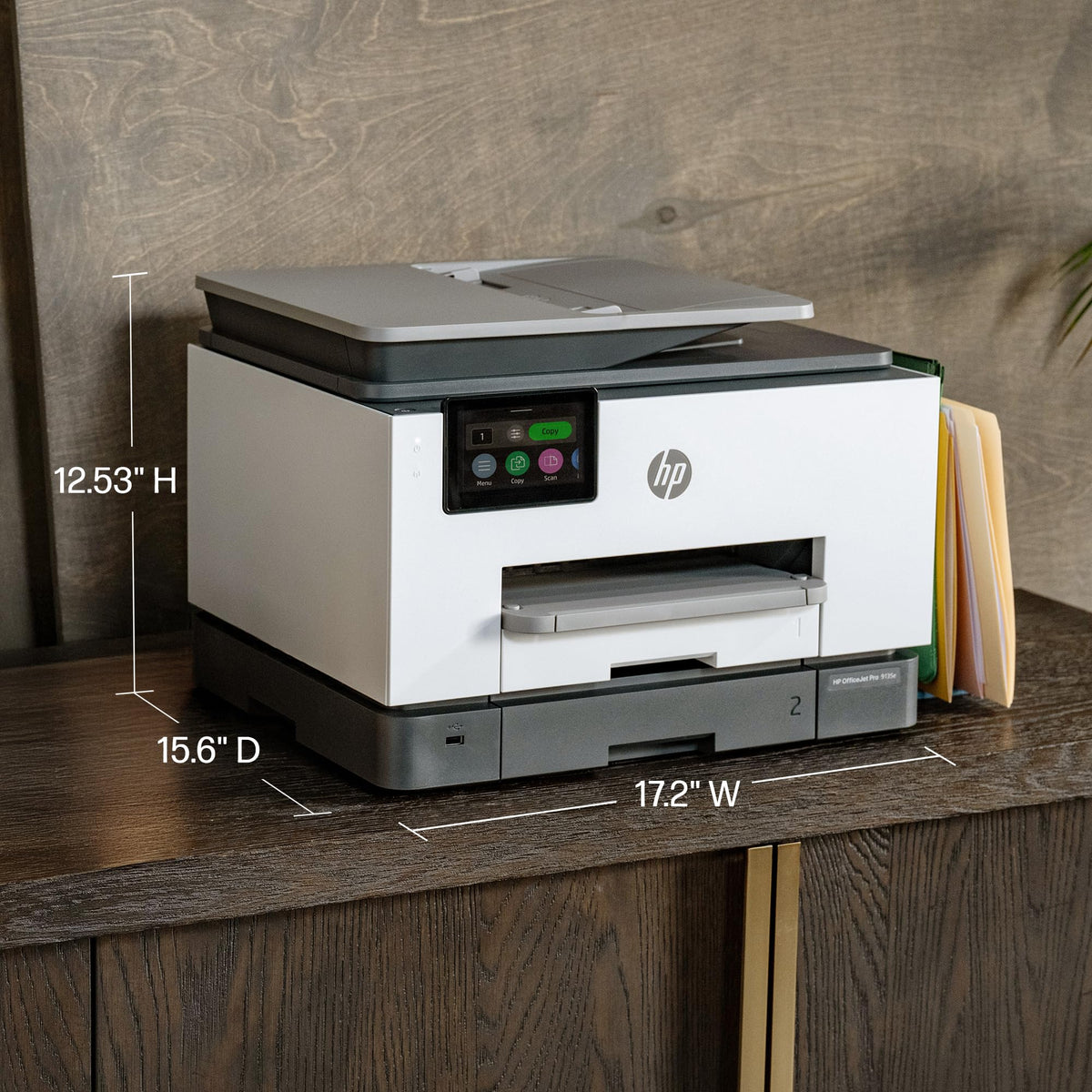 HP OfficeJet Pro 9135e Wireless All-in-One Color Inkjet Printer, Print, scan, Copy, fax, ADF, Duplex Printing Best-for-Office, 3 Month Instant Ink Trial Included, AI-Enabled (404M0A)