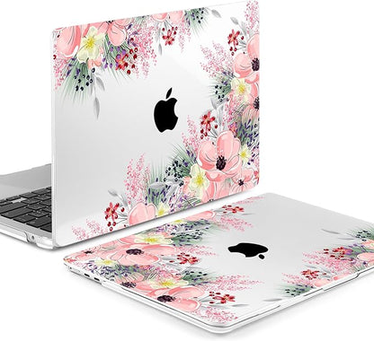 Batianda Premium Case for New MacBook Air 15 inch 2025 M4 2024 2023 with M3 M2 Chip Model A3241/A3114, Designed Protective Plastic Hardshell & Keyboard Cover & Screen Protector, Beautiful Floral