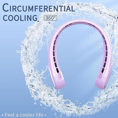 FrSara Neck Fan, Portable Personal Fan Strong Wind, 5200mAh, Air Volume,360° Cooling, No Hair Twisting, Air Volume On 2 Sides, Non-Slip, Quick Charge, Long Use Time, Gift for Women, Men, Birthday