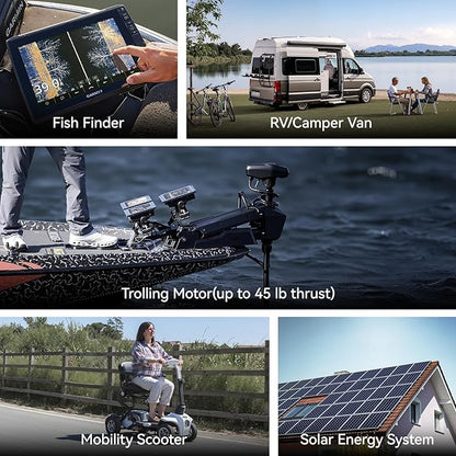 Power Queen 12V 50Ah LiFePO4 Lithium Battery, Portable Deep Cycle Lithiumn Battery with 640Wh Energy, 50A BMS,15000+ Cycles for 12V Trolling Motor, Kayak Marine, RV Camping