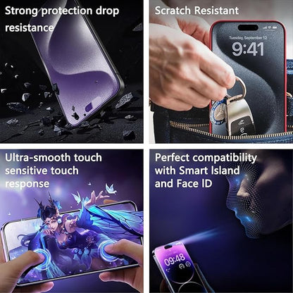 Anti Blue Light Matte Screen Protector for iPhone 17 Pro Max 6.9-Inch, Auto Dust Removal, 9H Tempered Glass, Full Cover, Anti-Fingerprint, Easy Installation, 2 Pack