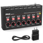 Pyle 8-Channel Bluetooth Mini Line Mixer with USB Audio Interface - 8 Mono/Stereo Switching Inputs | Ultra-low Noise Design with High Headroom | Built-in USB-C Sound Card - PMAX8