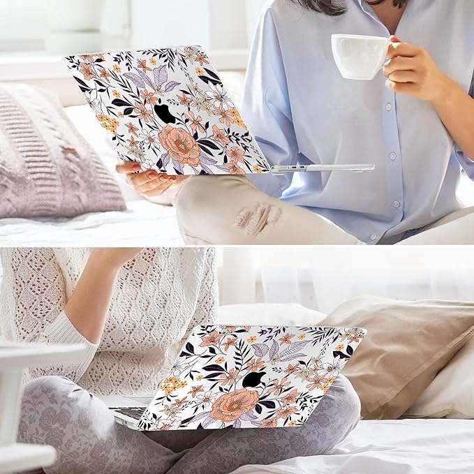 May Chen for MacBook Air 13.6 inch Case A3240 M4 A3113 M3 A2681 M2 with Retina Dispaly, 2025 2024 2023 2022 Release, Plastic Hard Shell Case with Screen Protector & Keyboard Cover, Elegant Floral