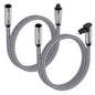 Optical Extension Fiber Digital Cable Adapter 0.6 Feet（2 Pack）, 90 Degree Right Angle & Straight Male to Female Coupler, Toslink Audio Cable, Nylon Braided for Home Theater, Soundbar, TV and More